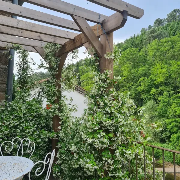 Les terrasses, gîtes en Cévennes – La pergola du gîte Le soleil du sud