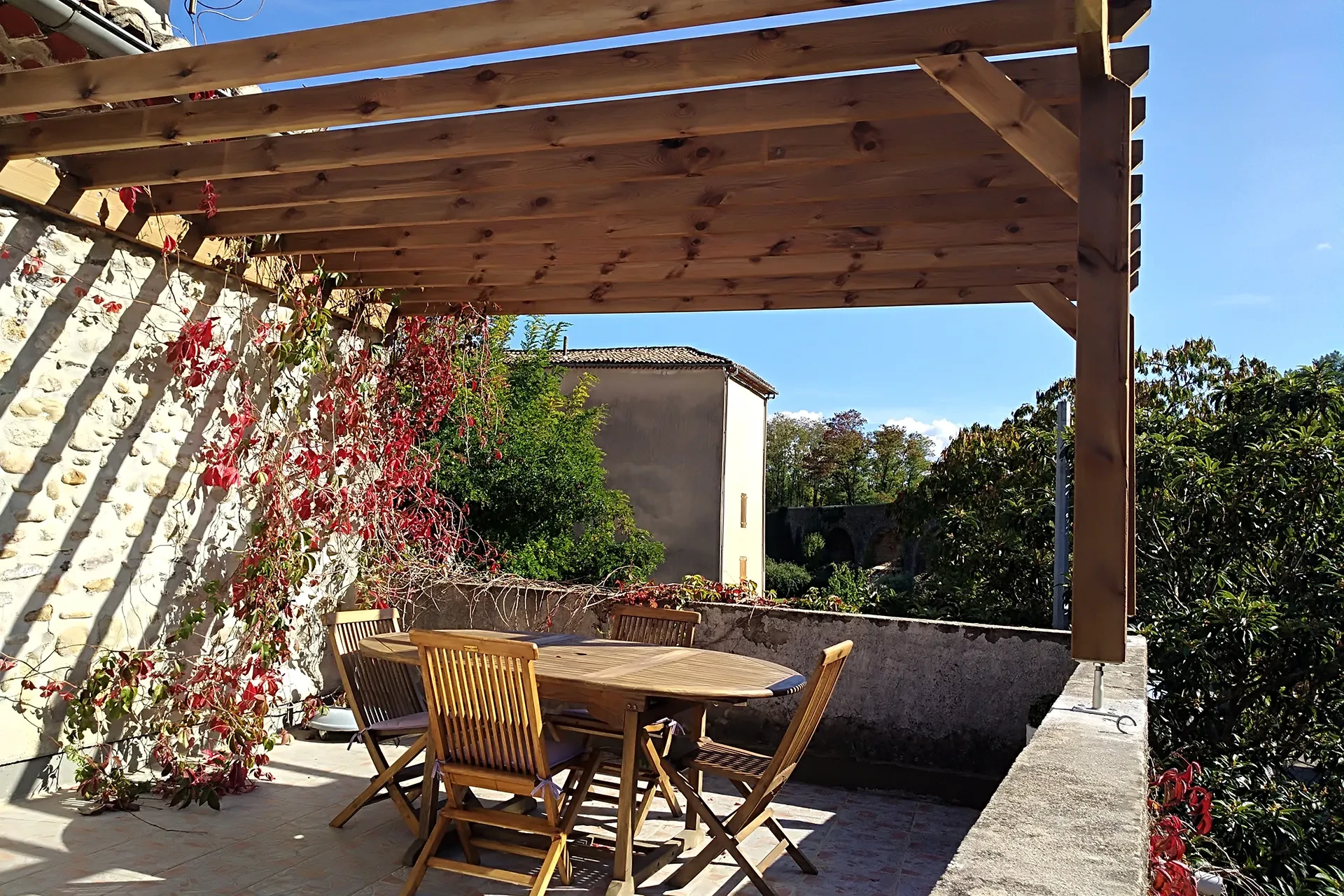 Terrasse, gîte La grande bleue