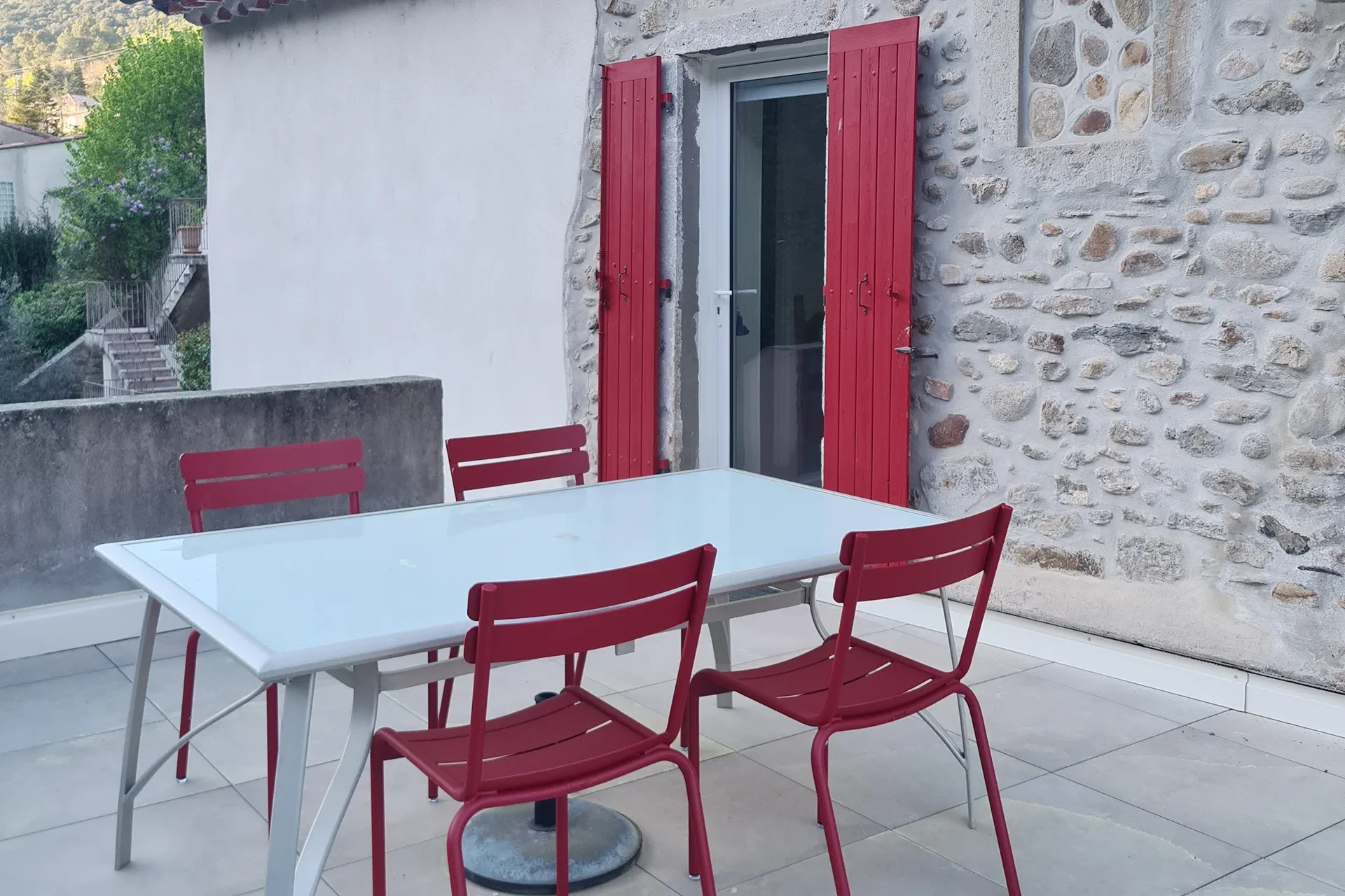 Terrasse, gîte La grande bleue